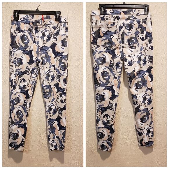 Spanx Jean-ish Ankle Leggings Woman Small Floral Athletic Shape Wear Pant - Picture 1 of 9